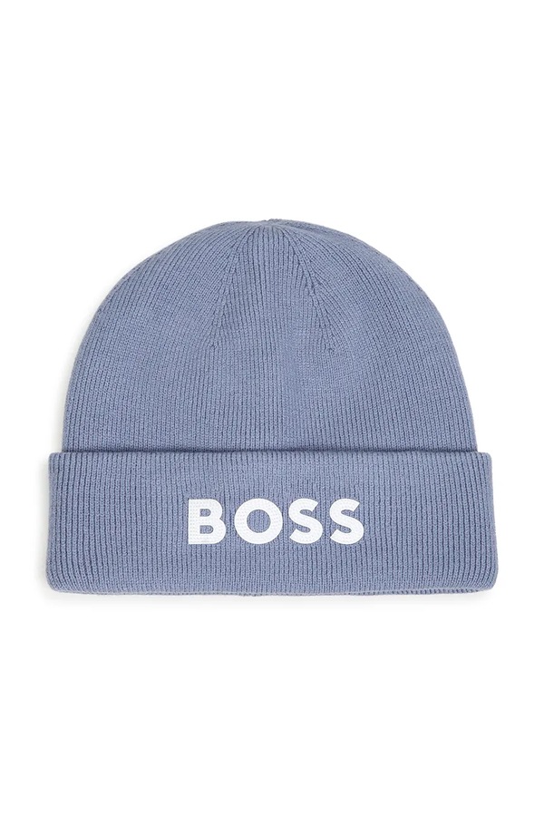 Шапка beanie дитяча з віскозою BOSS колір блакитний