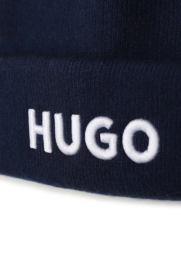 Шапка beanie дитяча HUGO колір темно-синій фото 2