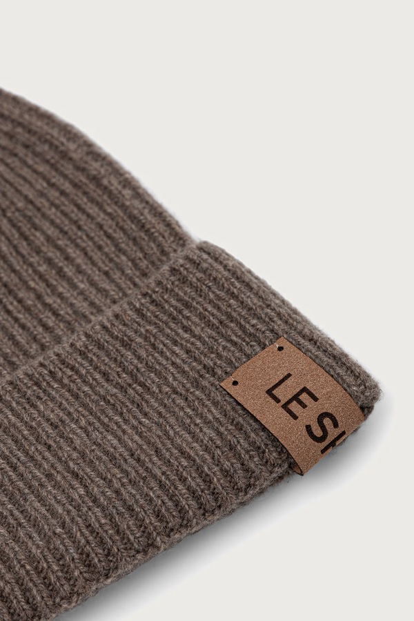 LE SH KA шапка beanie жіноча вовняна LE SH KA headwear Brown Cashnere Hat колір коричневий фото 2