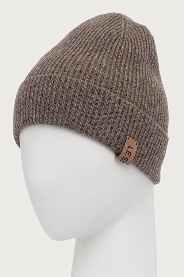 LE SH KA шапка beanie жіноча вовняна LE SH KA headwear Brown Cashnere Hat колір коричневий фото 3