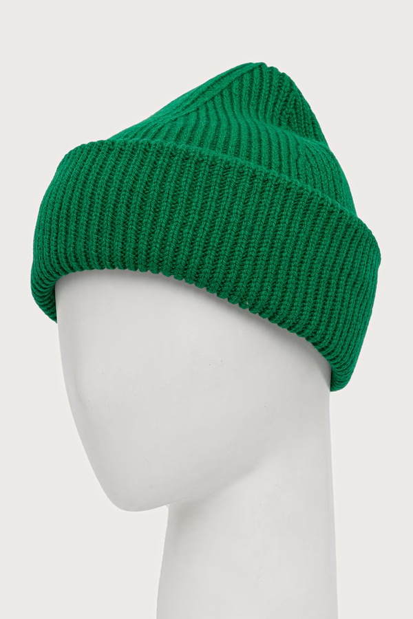 Шапка beanie жіноча вовняна Cloimh колір зелений фото 2