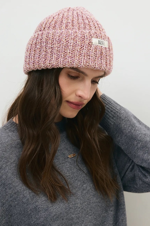 Шапка beanie жіноча з додаванням вовни BIZUU BALBI колір рожевий