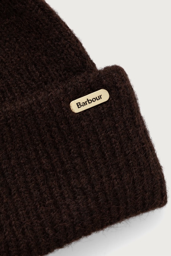 Шапка beanie жіноча з додаванням вовни Barbour колір коричневий
