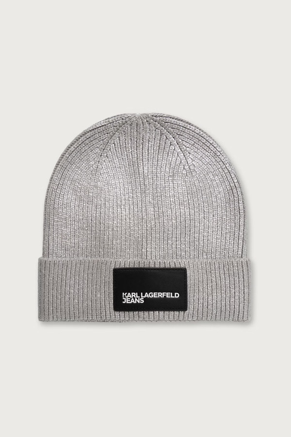 Шапка beanie жіноча Karl Lagerfeld Jeans колір срібний