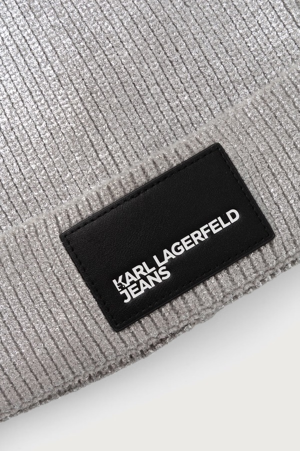 Шапка beanie женская Karl Lagerfeld Jeans цвет серебряный фото 2