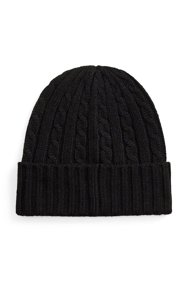 Шапка beanie жіноча з вовною Lauren Ralph Lauren колір чорний