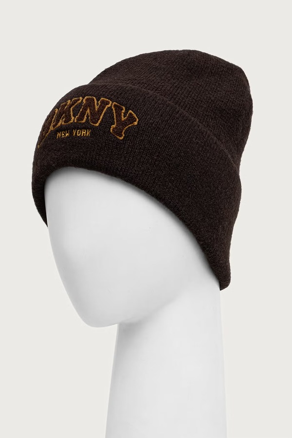 Шапка beanie жіноча DKNY колір коричневий фото 3