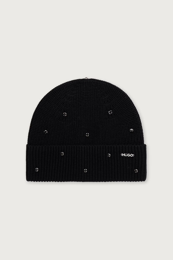 Шапка beanie жіноча HUGO Sili_Hat колір чорний