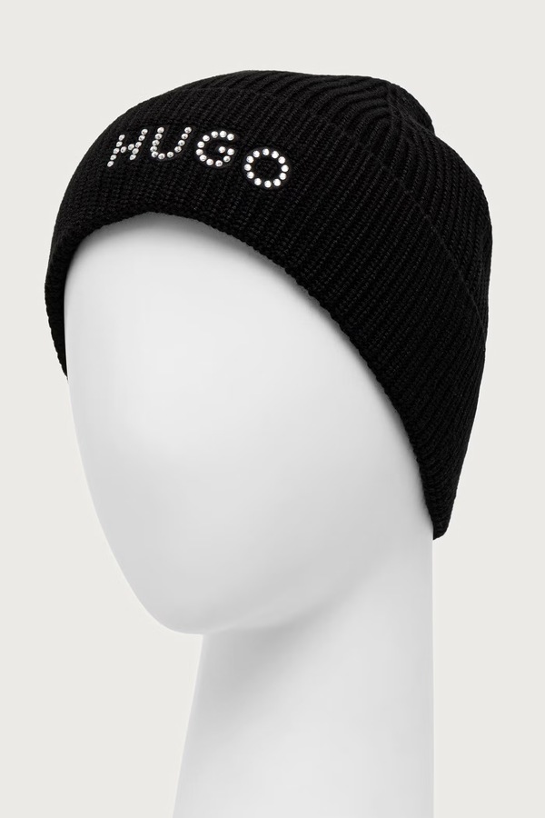 Шапка жіноча з вовною HUGO Siro_Hat колір чорний фото 2
