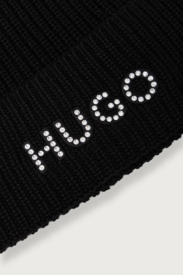 Шапка жіноча з вовною HUGO Siro_Hat колір чорний фото 3