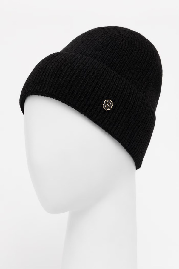 Шапка beanie чоловіча з додаванням кашеміру BOSS Laurie_hat колір чорний фото 2