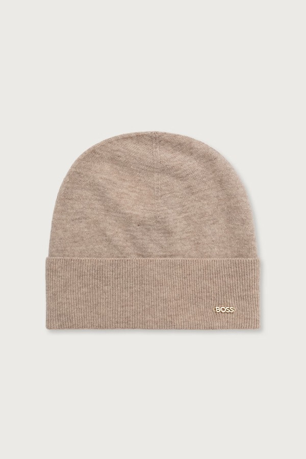 Шапка beanie жіноча вовняна BOSS Laris_hat колір білий