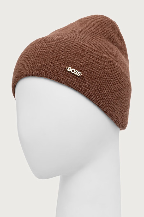 Шапка beanie жіноча вовняна BOSS Laris_hat колір коричневий фото 2
