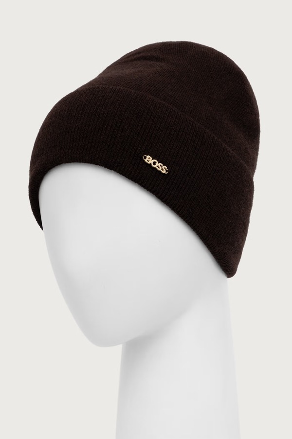 Шапка beanie жіноча вовняна BOSS Laris_hat колір коричневий фото 2
