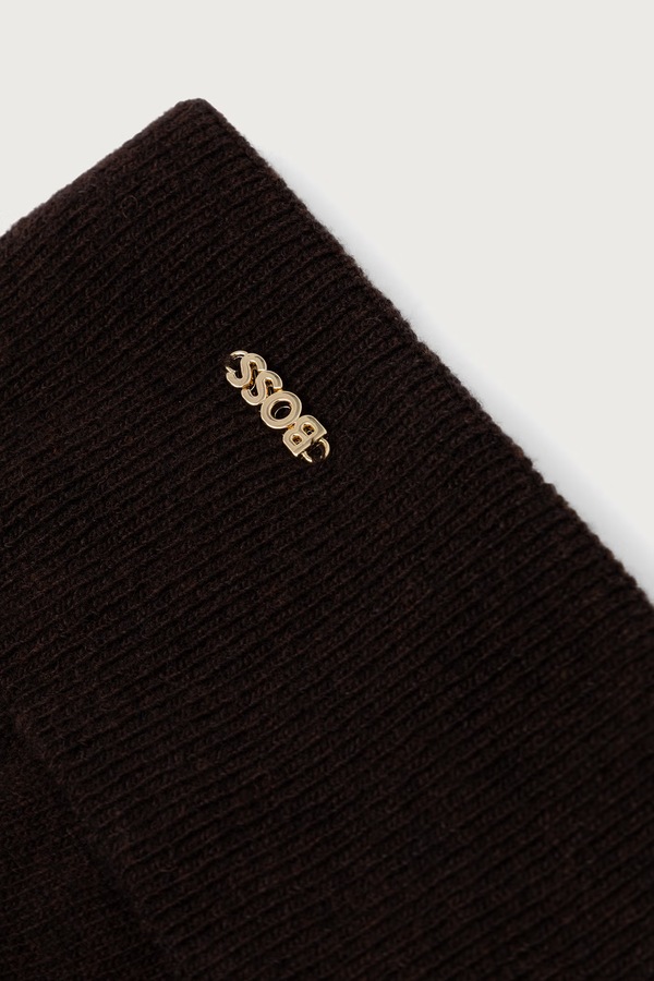 Шапка beanie жіноча вовняна BOSS Laris_hat колір коричневий фото 3