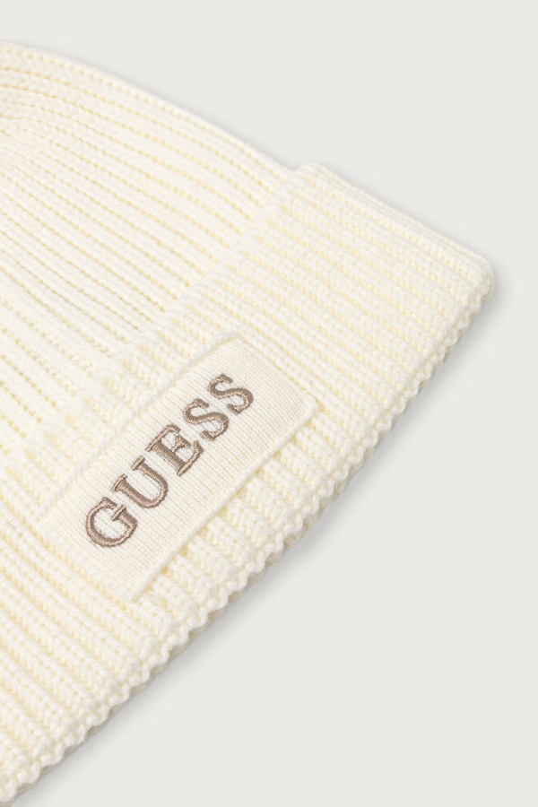 Шапка з помпоном жіноча Guess AMORETTE колір білий фото 3
