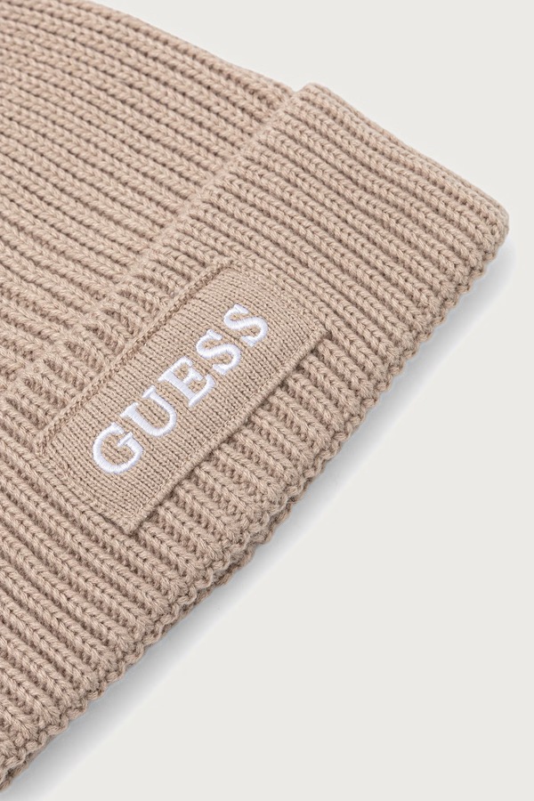 Шапка з помпоном жіноча Guess AMORETTE колір бежевий фото 2