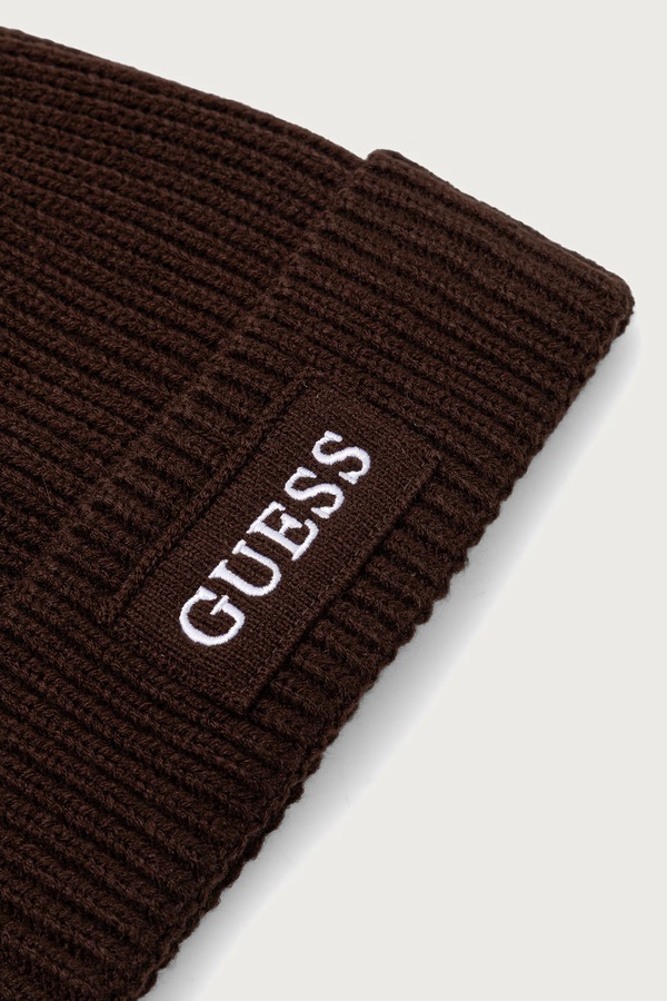 Шапка з помпоном жіноча Guess AMORETTE колір коричневий фото 2