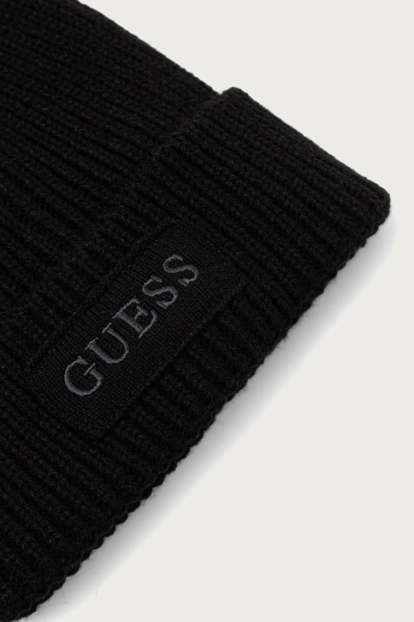 Шапка з помпоном жіноча Guess AMORETTE колір чорний фото 2