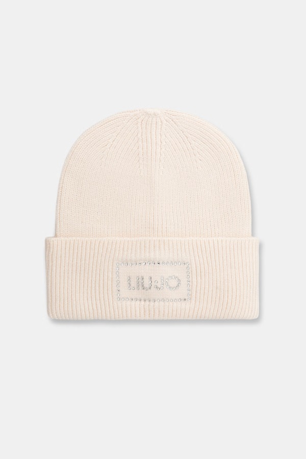 Шапка beanie жіноча з додаванням вовни Liu Jo колір бежевий