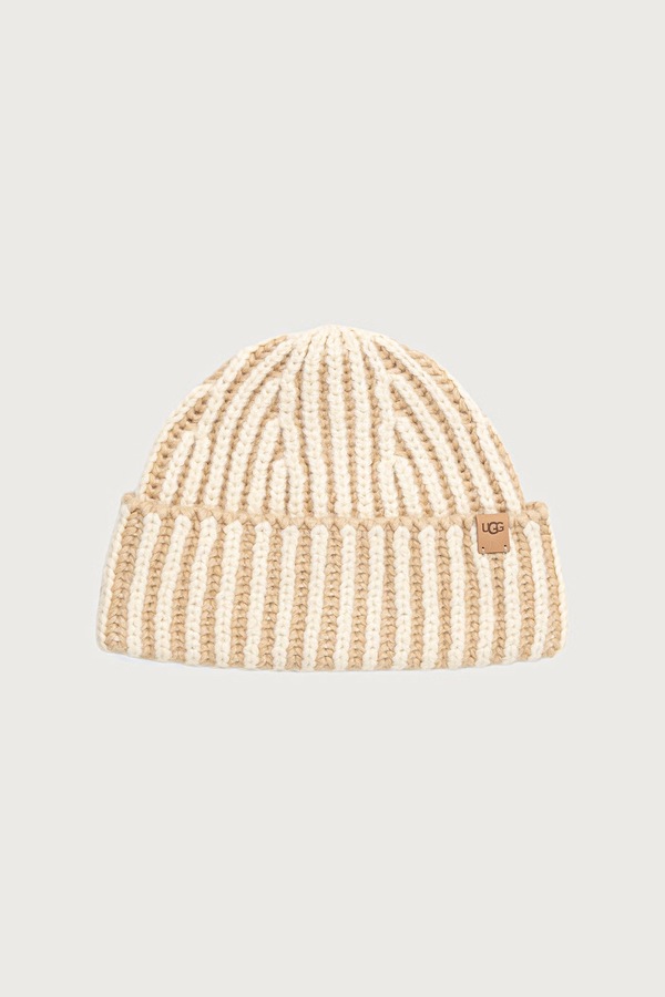 Шапка beanie жіноча з додаванням вовни UGG колір бежевий