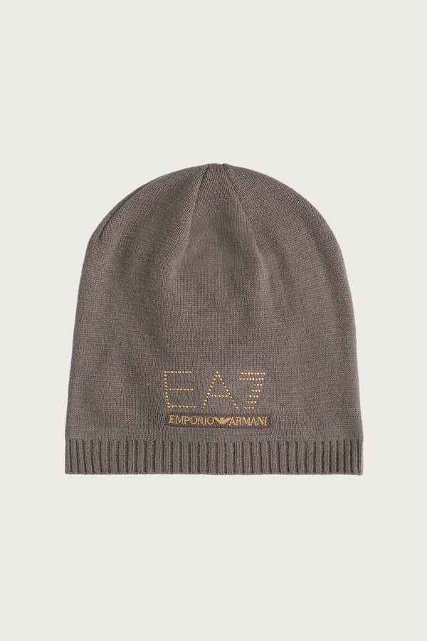 Шапка та шарф жіноча з вовною EA7 Emporio Armani колір коричневий фото 2