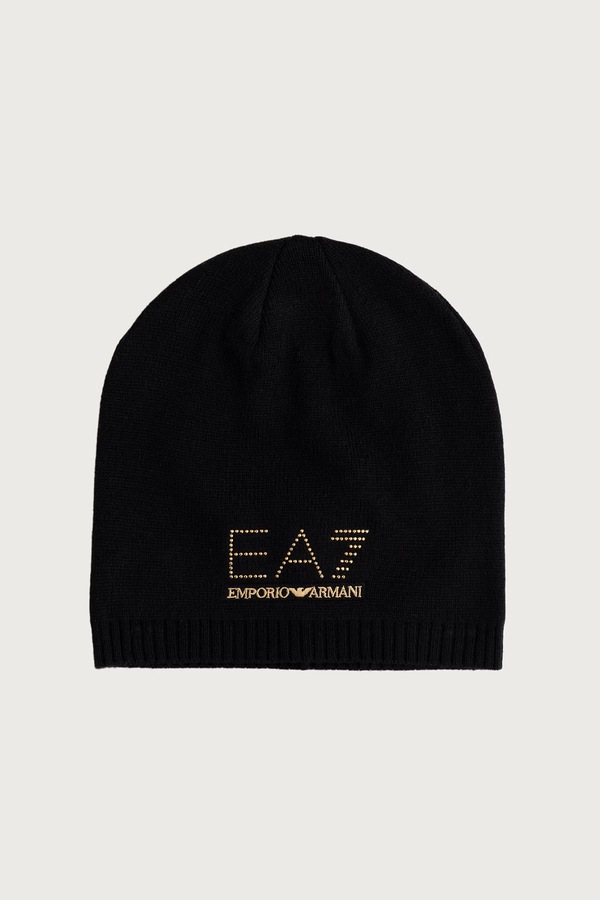 Шапка та шарф жіноча з вовною EA7 Emporio Armani колір чорний фото 2