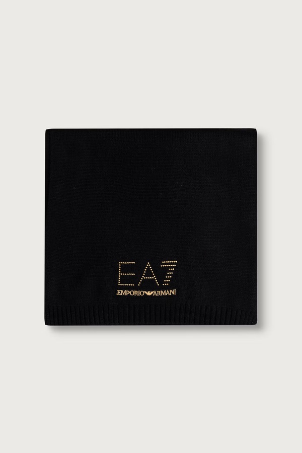 Шапка та шарф жіноча з вовною EA7 Emporio Armani колір чорний фото 3
