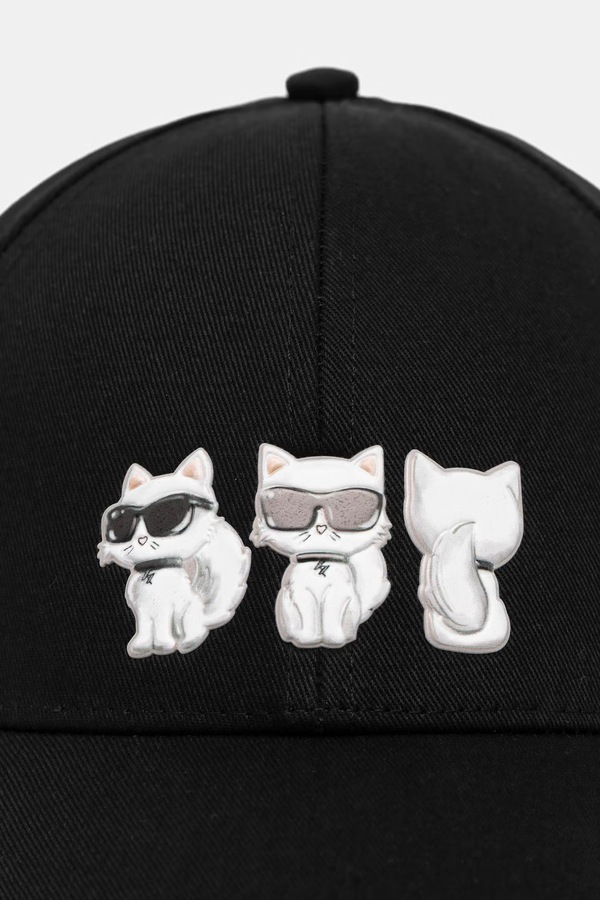 Кепка жіноча бавовняна Karl Lagerfeld IKON колір чорний