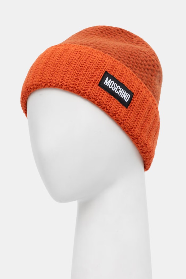 Шапка жіноча з вовною Moschino колір помаранчевий
