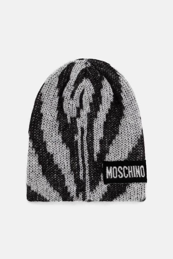 Шапка beanie жіноча з додаванням вовни Moschino колір сірий