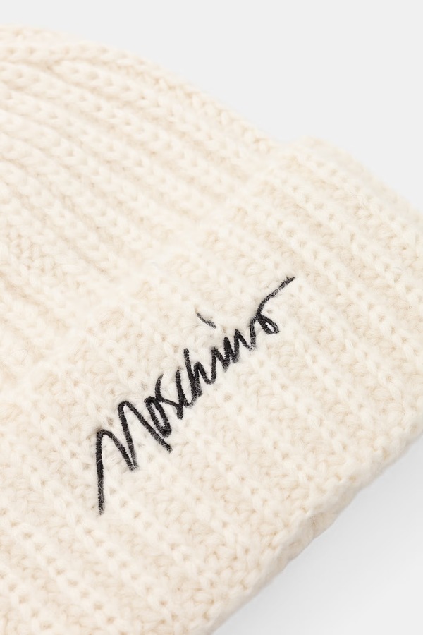 Шапка beanie жіноча з вовною Moschino колір бежевий фото 2