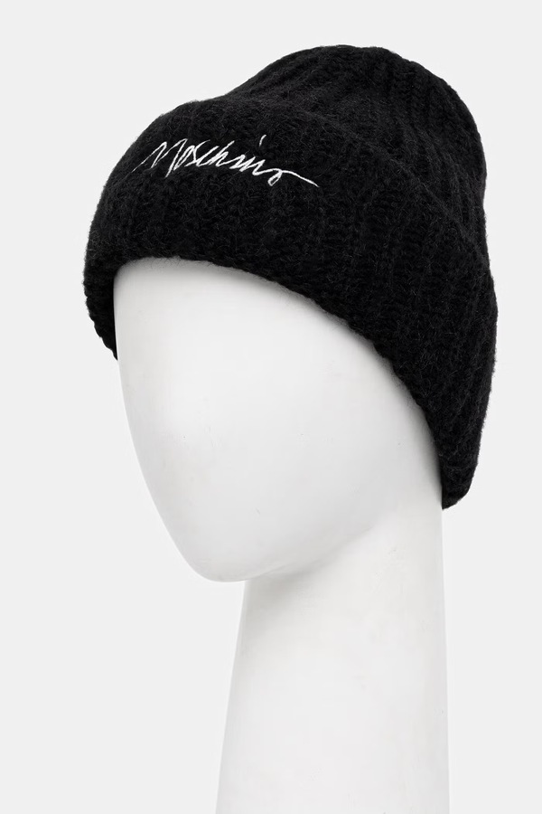 Шапка beanie жіноча з вовною Moschino колір чорний