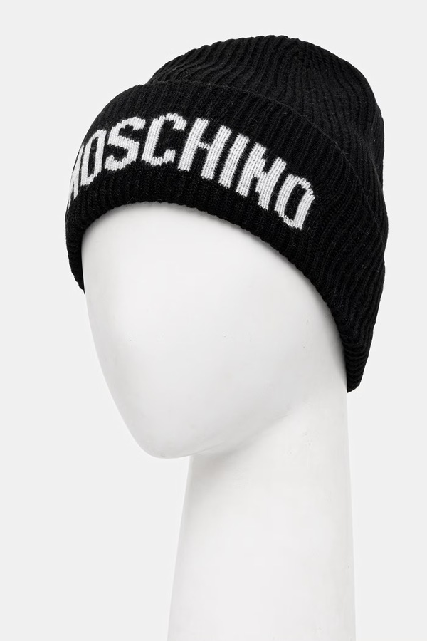 Шапка жіноча з вовною Moschino колір чорний