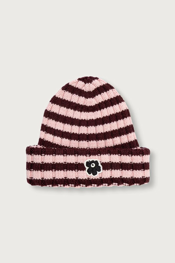 Шапка beanie жіноча вовняна Marimekko колір рожевий