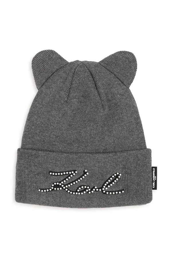 Шапка beanie детская с хлопком Karl Lagerfeld цвет серый
