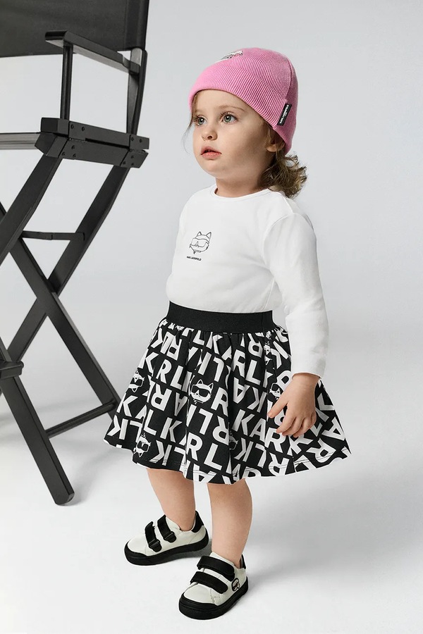 Шапка beanie дитяча бавовняна Karl Lagerfeld колір рожевий фото 4