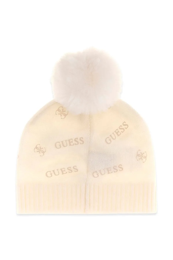 Шапка з помпоном дитяча Guess колір бежевий