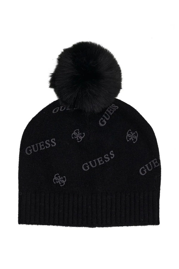 Шапка з помпоном дитяча Guess колір чорний