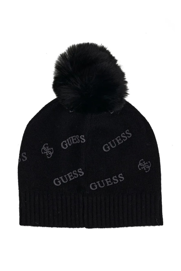 Шапка з помпоном дитяча Guess колір чорний