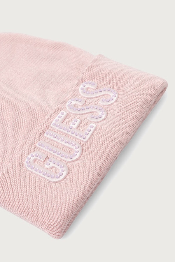 Шапка beanie дитяча з віскозою Guess колір рожевий фото 2