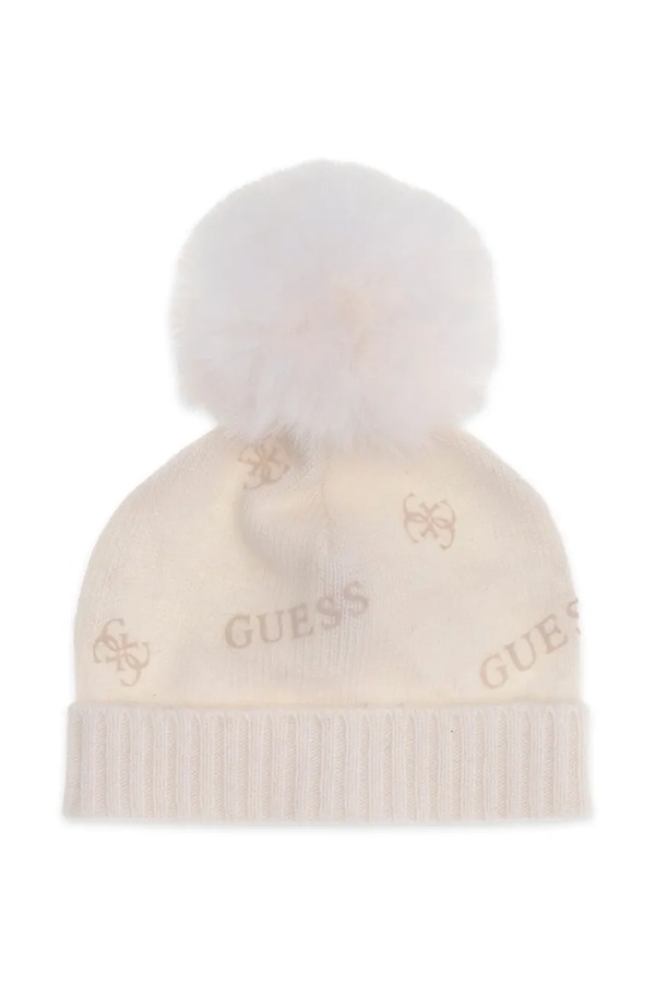 Шапка з помпоном дитяча з додаванням вовни Guess колір бежевий