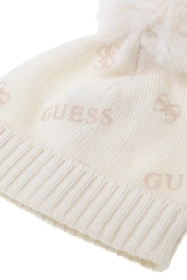 Шапка с помпоном детская из добавлением шерсти Guess цвет бежевый фото 2