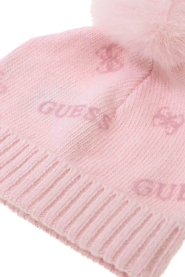 Шапка з помпоном дитяча з додаванням вовни Guess колір рожевий фото 2