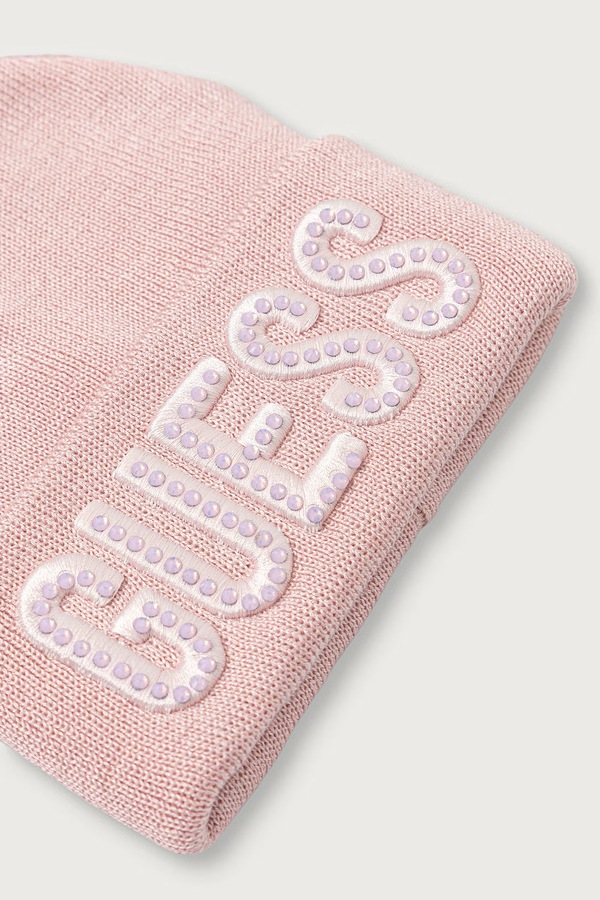 Шапка beanie дитяча з віскозою Guess колір рожевий фото 2