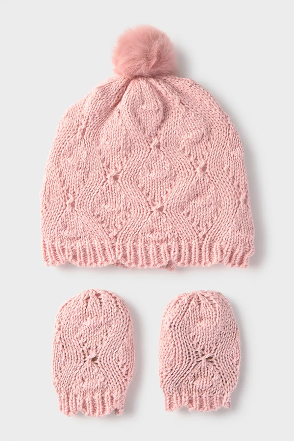 Шапка beanie дитяча з бавовною Mayoral Newborn колір рожевий