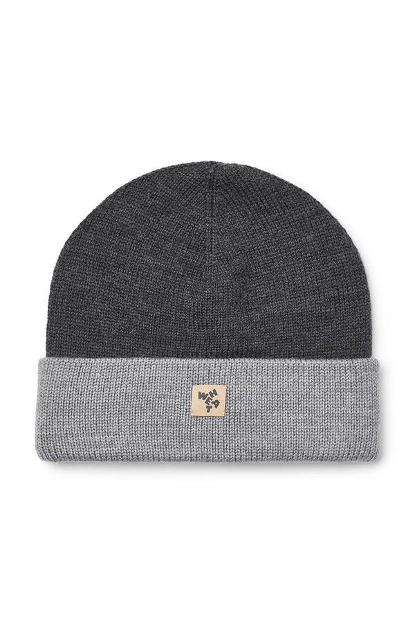 Шапка beanie дитяча із мериносової вовни Wheat колір сірий