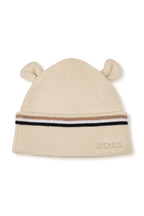 Шапка для младенцев хлопковая BOSS цвет бежевый