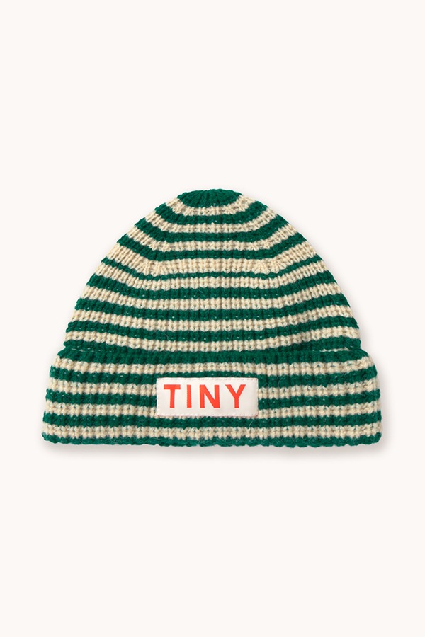 Шапка beanie дитяча вовняна Tinycottons STRIPES BEANIE колір зелений