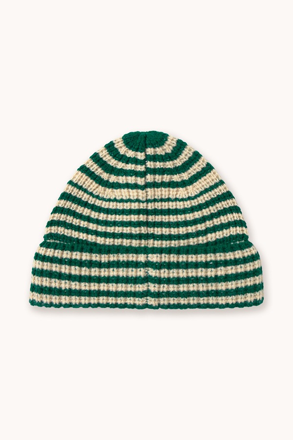 Шапка beanie дитяча вовняна Tinycottons STRIPES BEANIE колір зелений фото 2